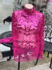 Şehrazat Butik Zambak Fuşya Tasarım Bluz