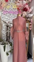 Şehrazat Butik Tasarım İthal Kolu Güllü Elbise (KEMER DAHİL DEĞİLDİR)