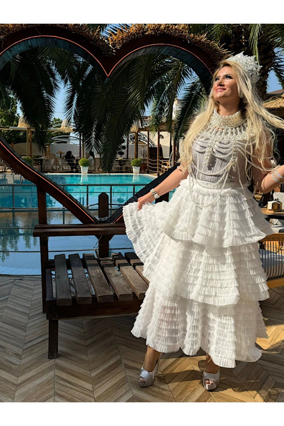 ŞEHRAZAT BUTİK İTHAL TASARIM KATLI TÜTÜ ETEK