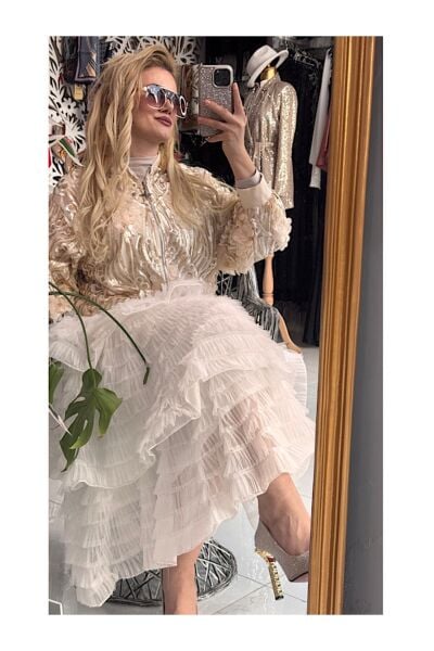 ŞEHRAZAT BUTİK İTHAL TASARIM KATLI TÜTÜ ETEK