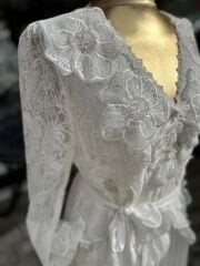 Şehrazat Butik Tasarım Çiçekli Elbise Beyaz