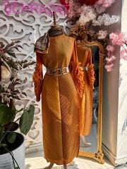 Şehrazat Butik Tasarım İthal Kolu Güllü Elbise (KEMER DAHİL DEĞİLDİR)