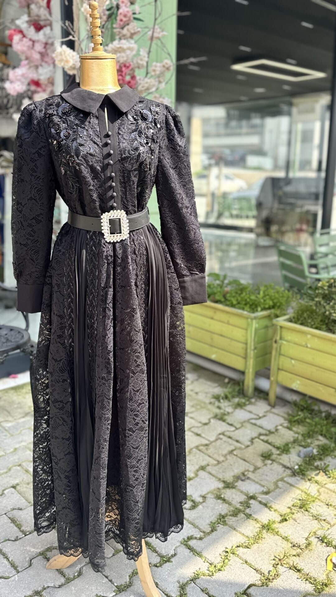Şehrazat Butik Monaco Fransız Dantel Elbise Standart