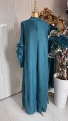 Şehrazat Butik Tasarım İthal Kolu Güllü Elbise (KEMER DAHİL DEĞİLDİR)