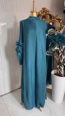 Şehrazat Butik Tasarım İthal Kolu Güllü Elbise (KEMER DAHİL DEĞİLDİR)