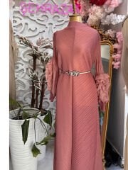 Şehrazat Butik Tasarım İthal Kolu Güllü Elbise (KEMER DAHİL DEĞİLDİR)