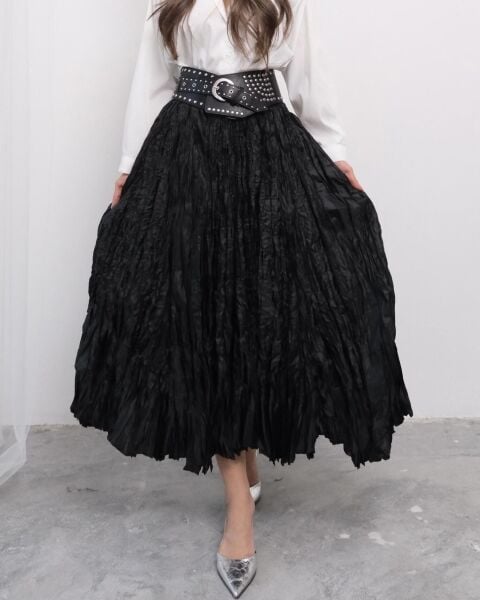 Şehrazat Butik İthal Tasarım Kırışık Etek