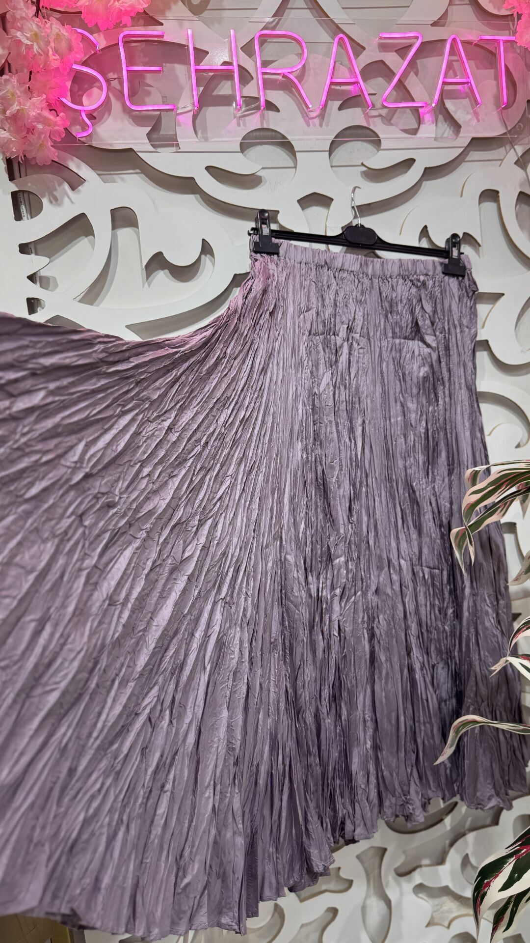 Şehrazat Butik İthal Tasarım Kırışık  Etek