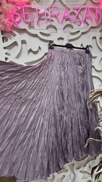 Şehrazat Butik İthal Tasarım Kırışık  Etek