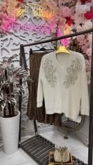 Şehrazat Butik İnci Tasarım Angora Ceket Kazak