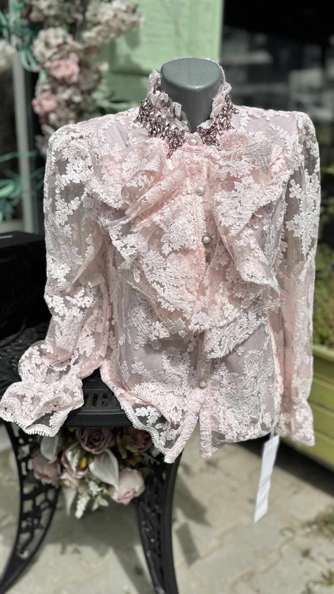 Şehrazat Butik Seraphine Güpürlü Tasarım Gömlek