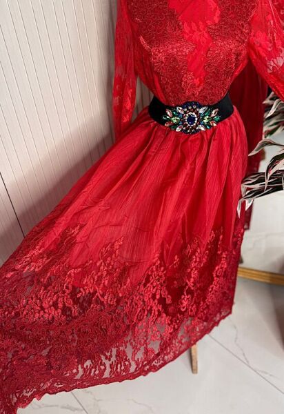 Şehrazat Butik Lirya  Elbise (KEMER DAHİL DEĞİLDİR) Standart