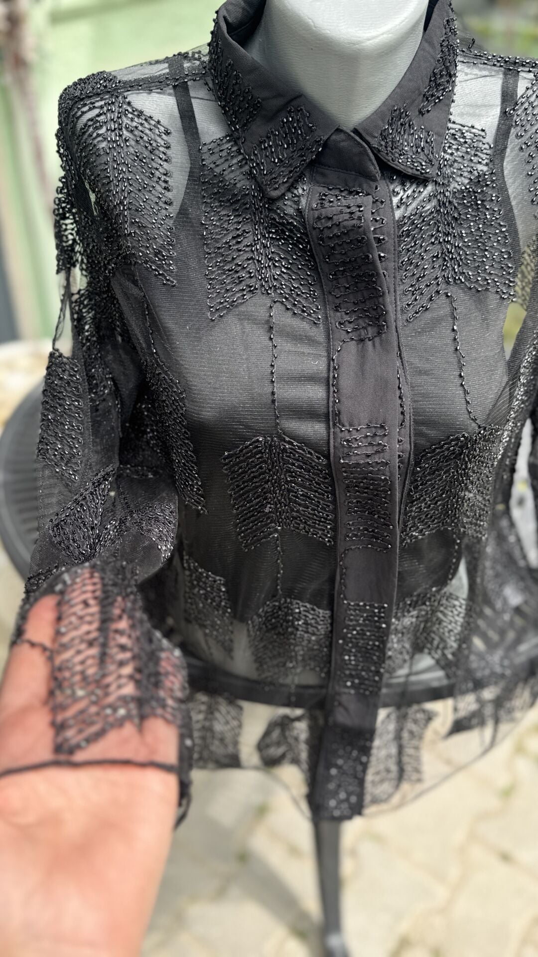 Şehrazat Tasarım Star Shine Gömleğimiz Siyah İşlemeli