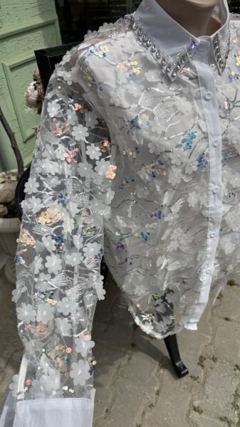 Şehrazat Butik Pul İşlemeli Tasarım Gömlek