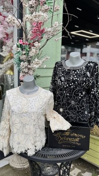 Şehrazat Flower Tasarım Bluz Siyah