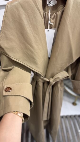 Şehrazat Butik Tasarım Deri İthal Trenç Palto