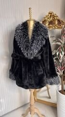 Şehrazat Butik Kırçıllı Siyah Kürk