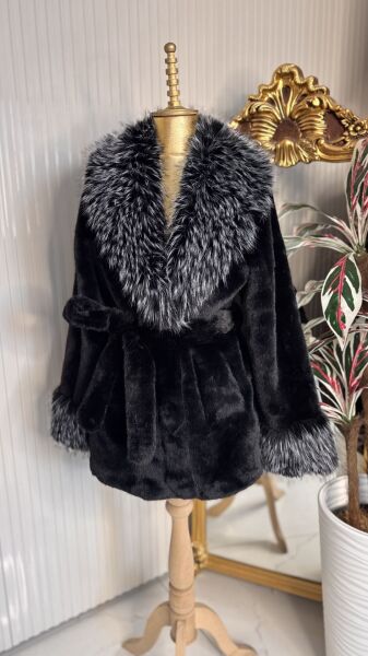 Şehrazat Butik Kırçıllı Siyah Kürk