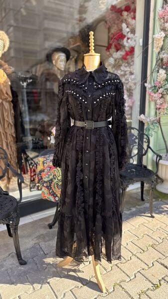 Şehrazat Butik Siyah Düş Elbise (KEMER DAHİL DEĞİLDİR)
