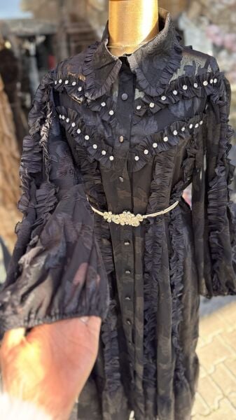 Şehrazat Butik Siyah Düş Elbise (KEMER DAHİL DEĞİLDİR)