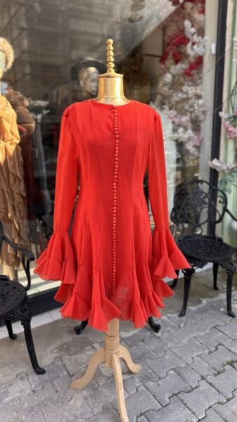 Şehrazat Butik Düğme Detaylı Elbise