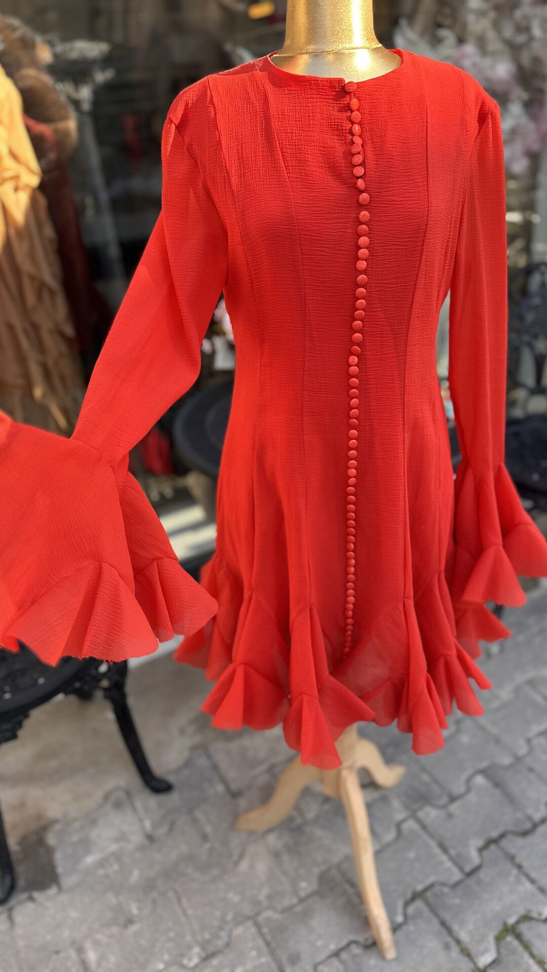 Şehrazat Butik Düğme Detaylı Elbise