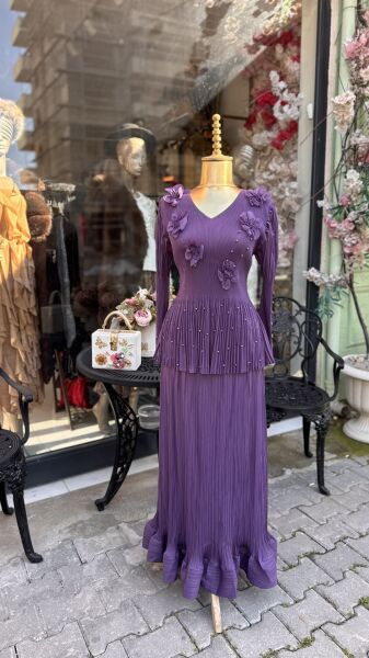 Şehrazat Butik Tasarım İncili Mor Takım