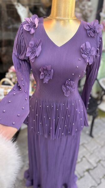 Şehrazat Butik Tasarım İncili Mor Takım