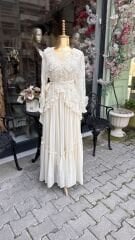 Şehrazat Butik Tasarım Çiçekli Elbise Siyah