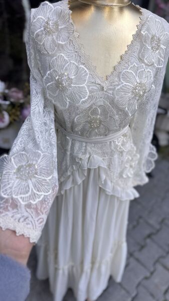 Şehrazat Butik Tasarım Çiçekli Elbise Siyah