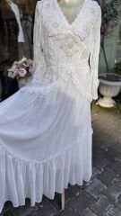 Şehrazat Butik Tasarım Çiçekli Elbise Siyah