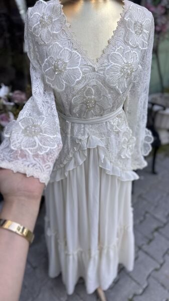 Şehrazat Butik Tasarım Çiçekli Elbise Siyah Standart