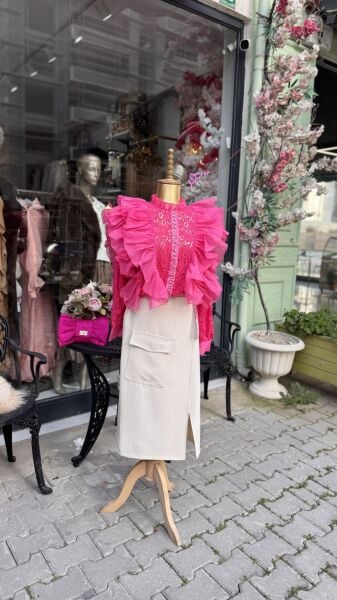 Şehrazat Butik Volanlı Orkide Gömlek