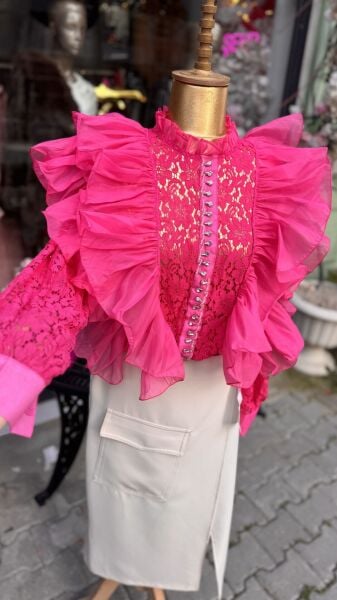 Şehrazat Butik Volanlı Orkide Gömlek