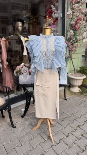 Şehrazat Butik Volanlı Orkide Gömlek