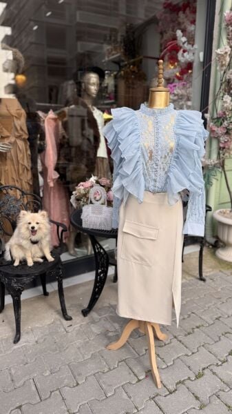 Şehrazat Butik Volanlı Orkide Gömlek