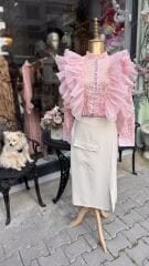 Şehrazat Butik Volanlı Orkide Gömlek