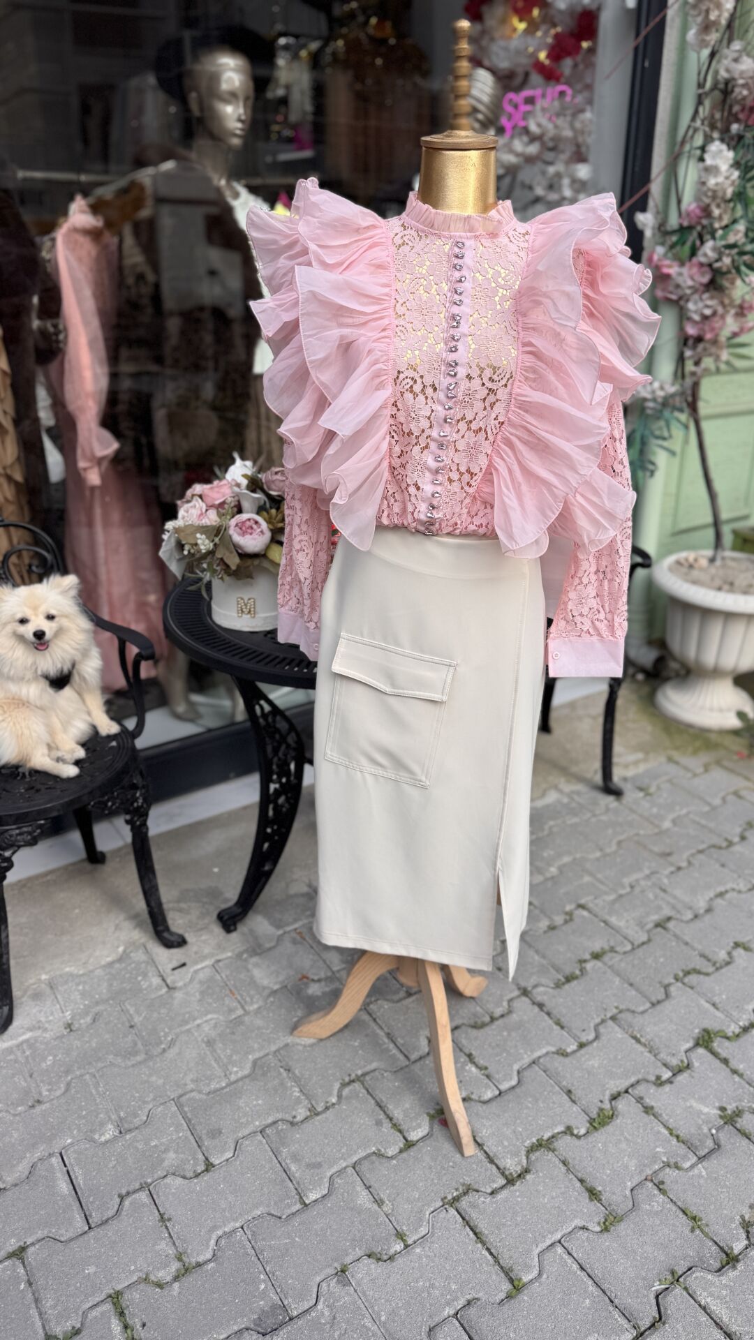 Şehrazat Butik Volanlı Orkide Gömlek