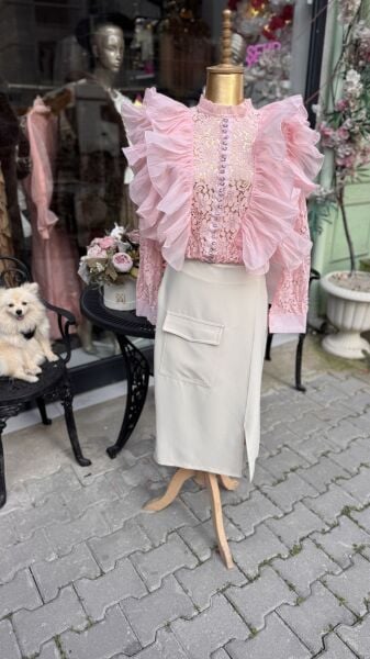 Şehrazat Butik Volanlı Orkide Gömlek