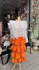 Şehrazat Butik Volanlı Orkide Gömlek