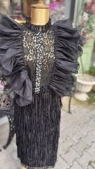 Şehrazat Butik Volanlı Orkide Kolsuz Tasarım Gömlek