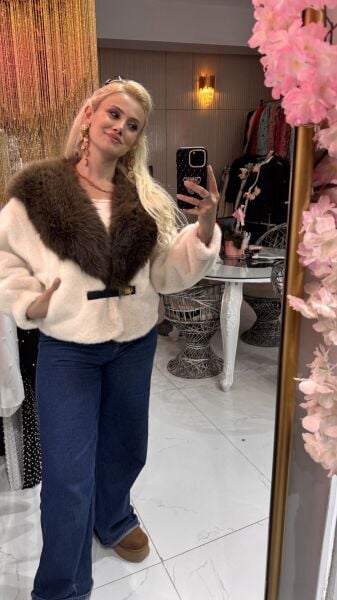 Şehrazat Butik Kemer Detaylı Kısa Tasarım Kürk