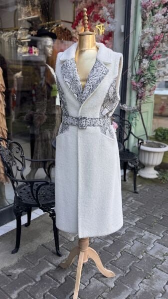 Şehrazat Butik Kendinden Kemerli Kürk Yelek