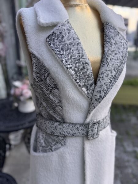 Şehrazat Butik Kendinden Kemerli Kürk Yelek