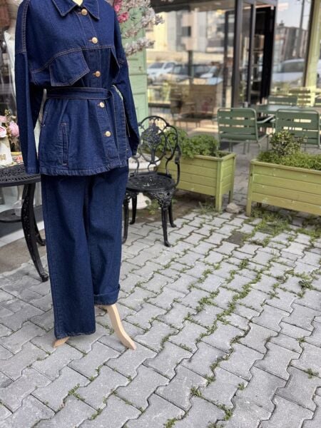 Şehrazat Butik Tasarım Kot Pantolon ve Kot Ceket Takım 38