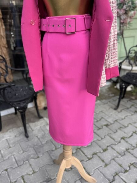 Şehrazat Butik Kendinden Kemerli Tasarım Şık Kalem Etek