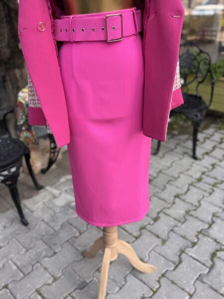 Şehrazat Butik Kendinden Kemerli Tasarım Şık Kalem Etek