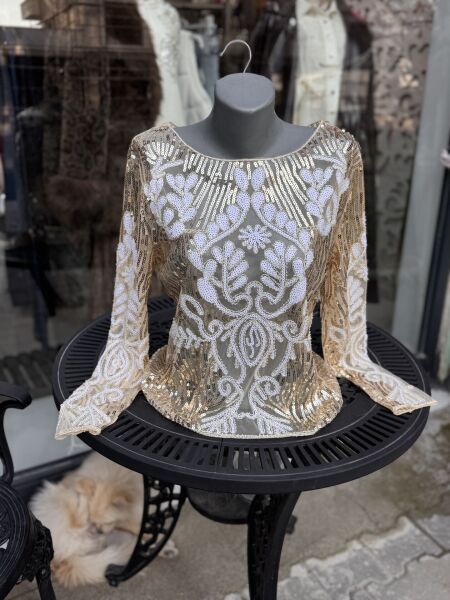 Şehrazat Butik Tasarım Pullu Şık Bluz Standart