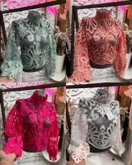 Şehrazat Butik Tasarım Güpür Gömlek