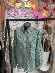 Şehrazat  Butik Güpür Yaka Tasarım Gömlek
